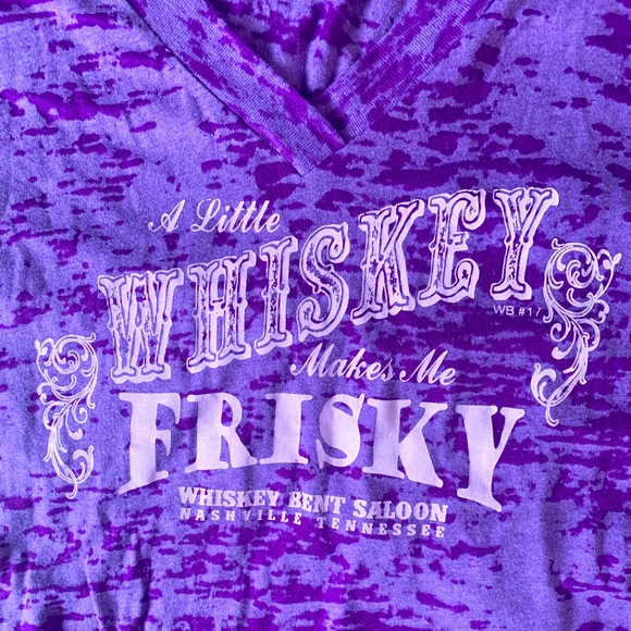 Soft and Comfortable V-Neck Tee “A Little Whiskey Makes Me Frisky” - Picture 2 of 3